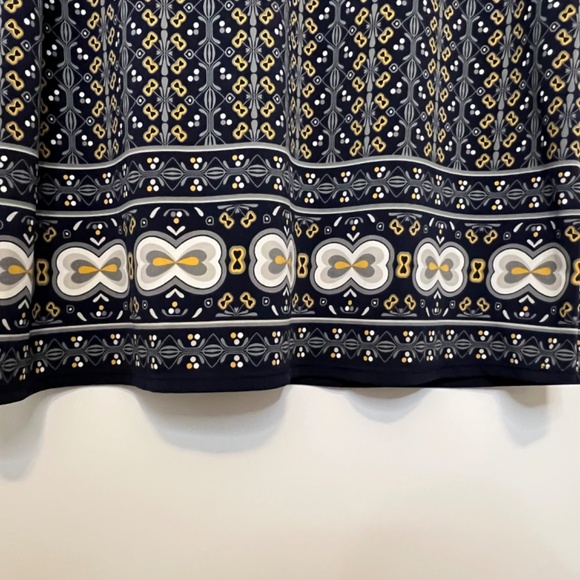 Max Studio Printed Midi Shift Dress Navy Bohemian Paisley 3/4 Length Sleeve - Picture 5 of 11